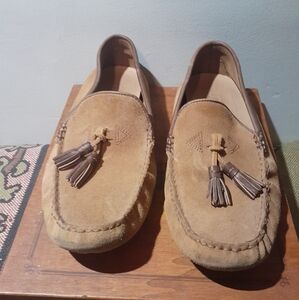 UGG "Marris" suede slip-on driving moccasins.  Tan suede, men's size 10